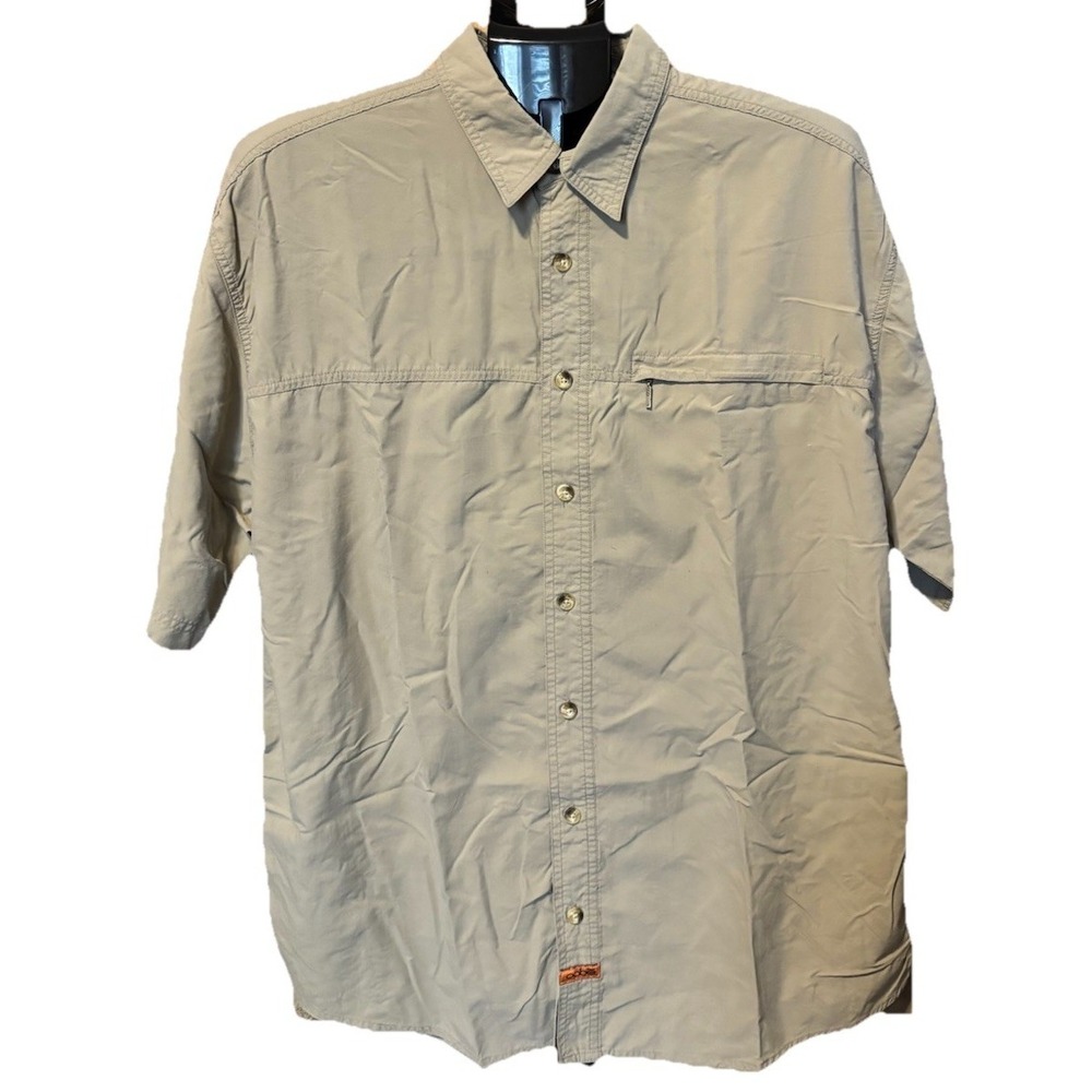 Oobe Mens XL Green Short Sleeve Zip Pocket Hiking Fishing Shirt Gorpcore